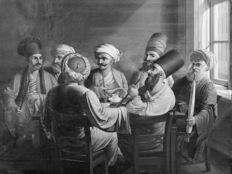 1798-Johann Friedrich Fritz - Un gruppo di mercanti greci, armeni e turchi in una caffetteria di Vienna